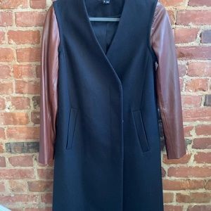 THEORY Wool Women’s jacket with detachable leather sleeves